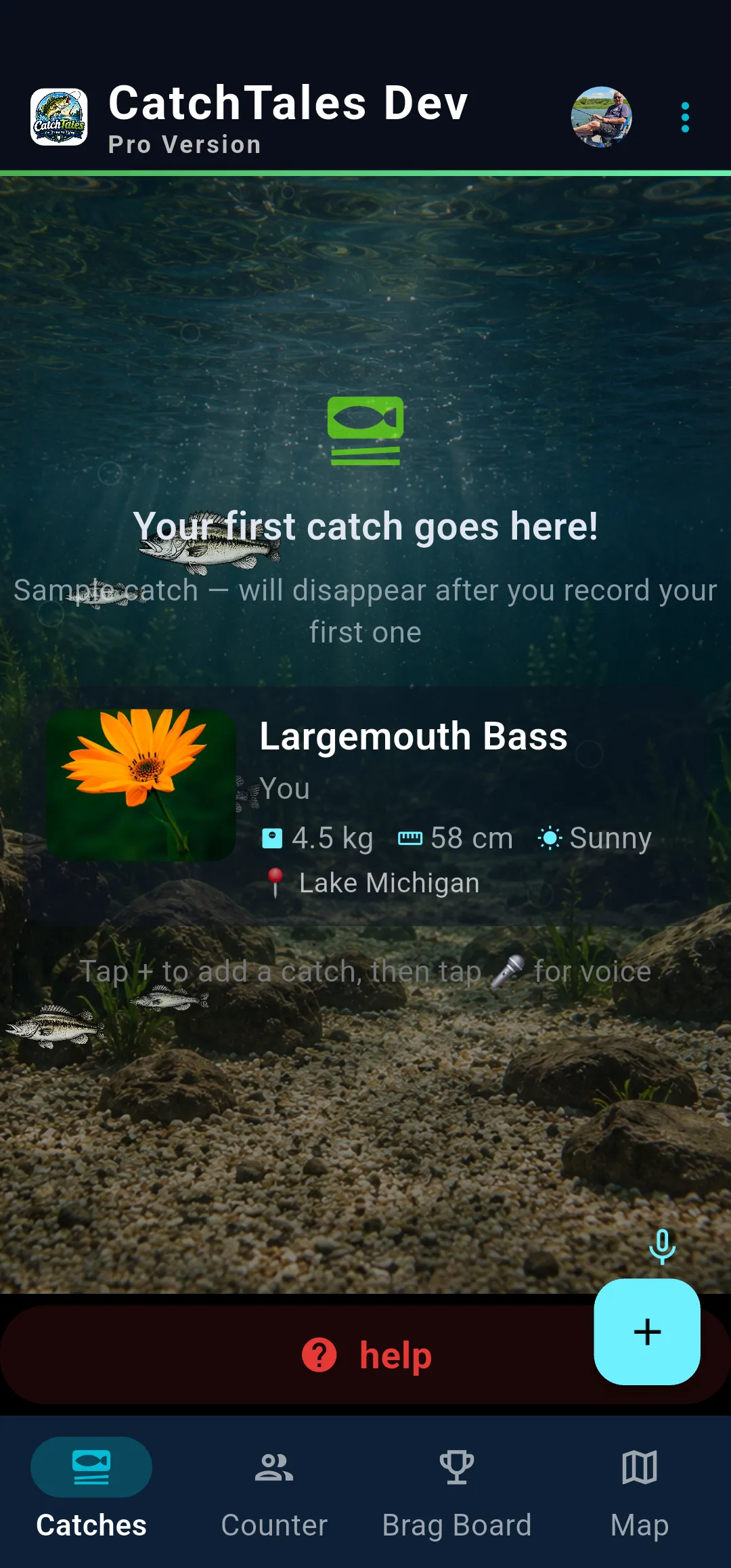 CatchTales catch log screen